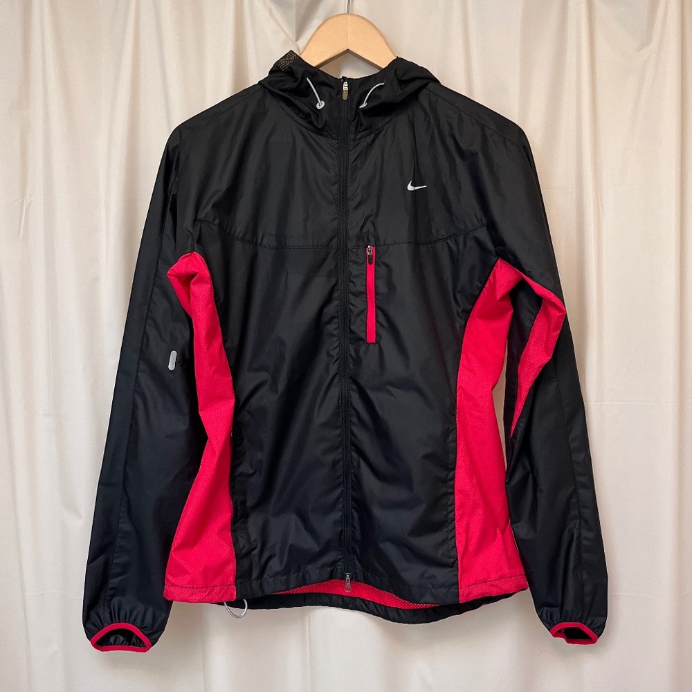 Nike running jacket mesh black red pink medium sample nwot